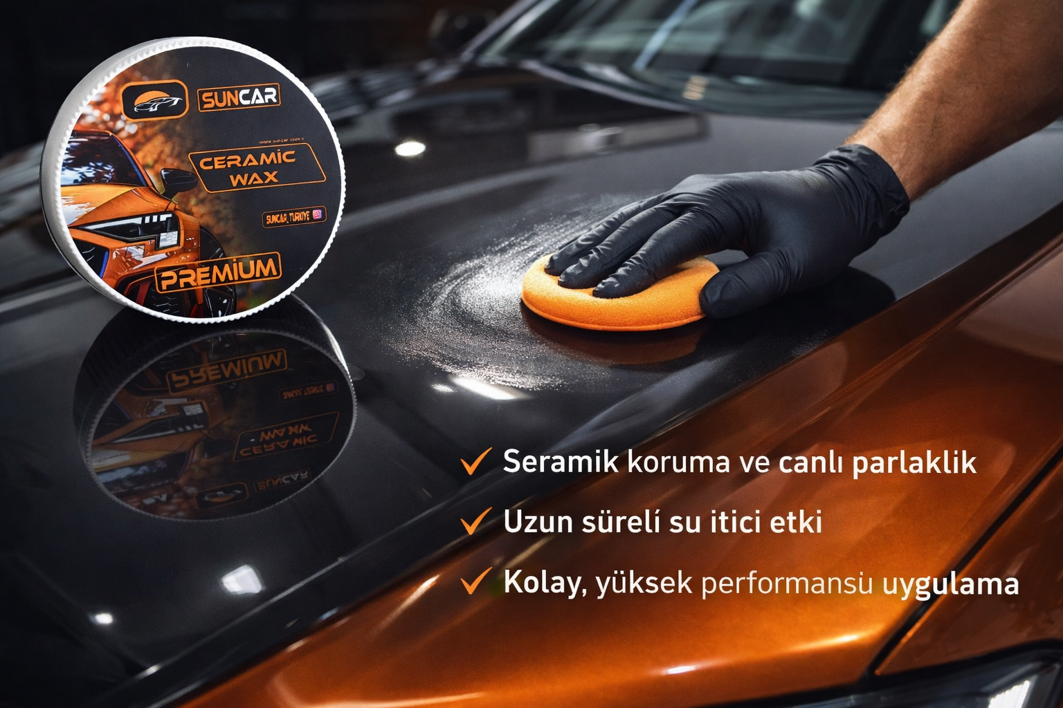SUNCAR PREMİUM OTO CERAMİC WAX 150GR 3LÜ SET - Görsel 2