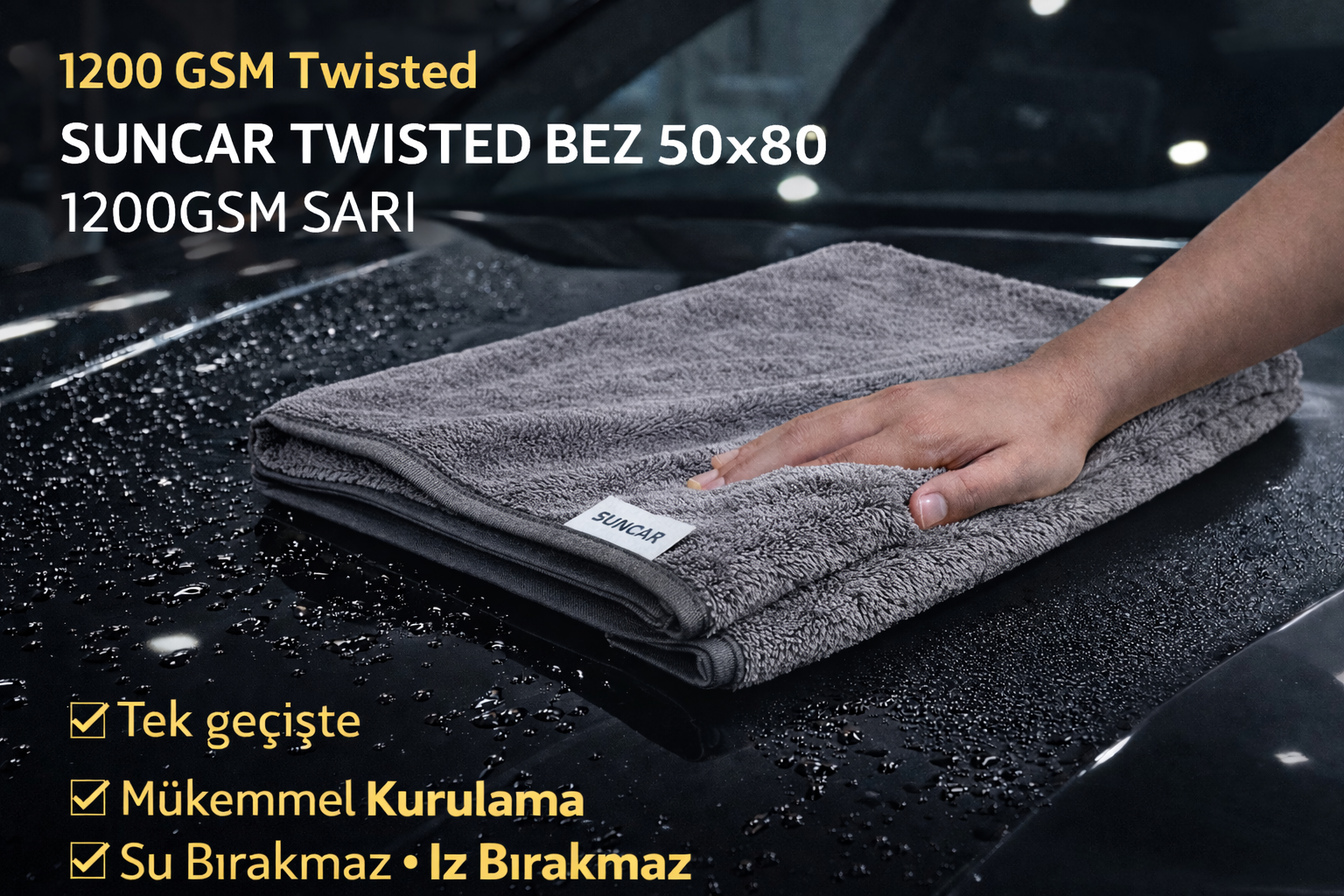 SUNCAR ULTRA EMİCİ TWİSTED BEZ 50X80 1200GSM GRİ - Görsel 2