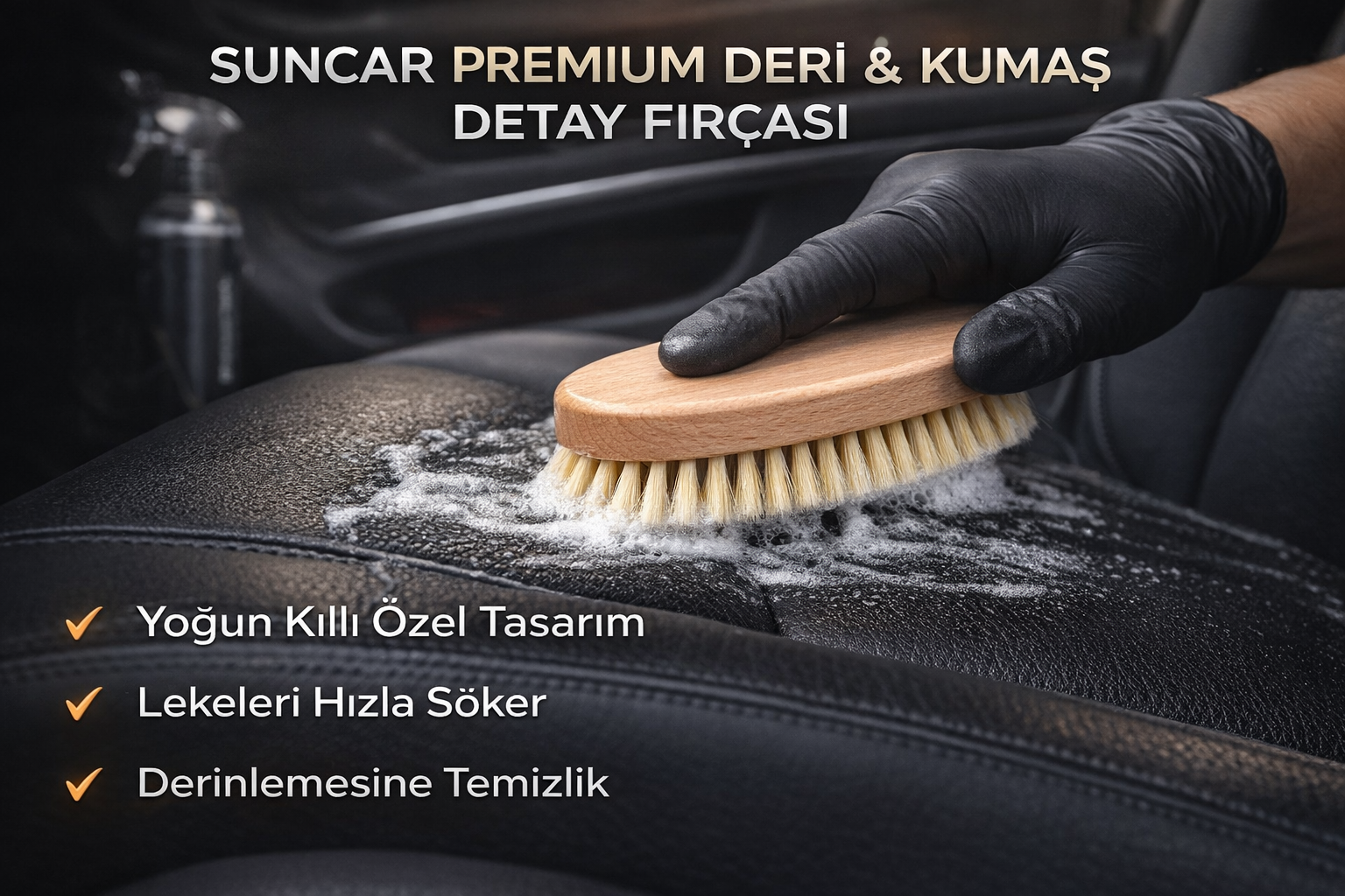 SUNCAR PREMIUM DERİ & KUMAŞ DETAY FIRÇASI - Görsel 2