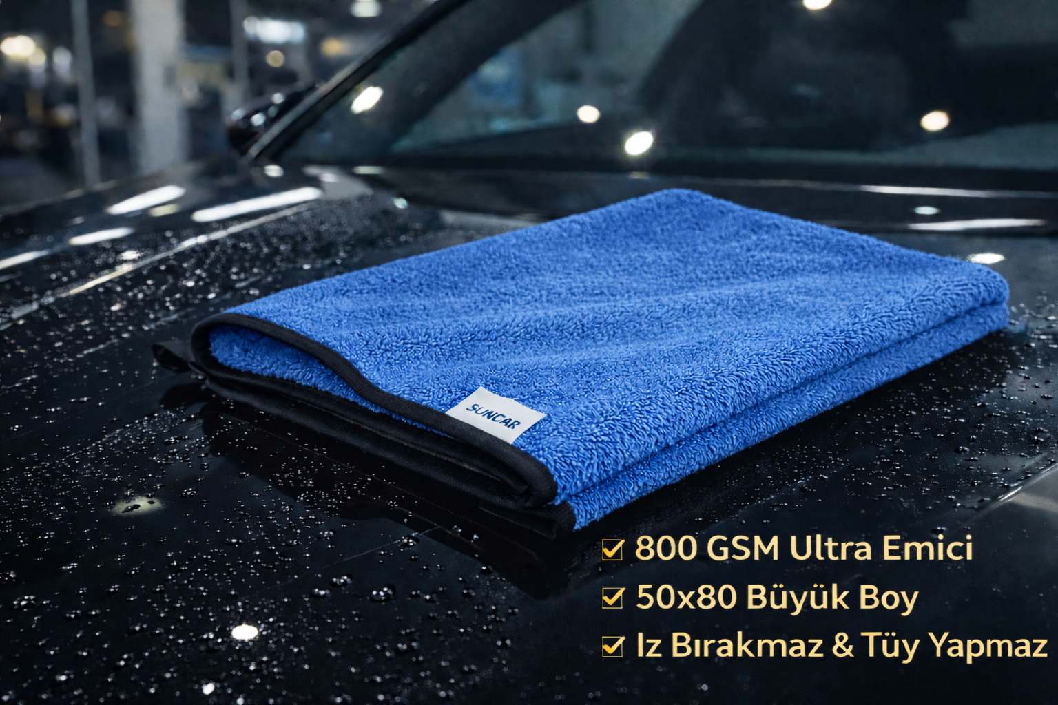 SUNCAR SC-08 BEZ MAVİ HAVLU KİRPİ BEZ 50X80 800GSM - Görsel 3