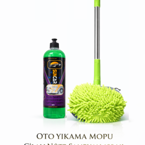 SUNCAR OTO TIKAMA MOP MİKROFİBER BEZLİ TELESKOPİK SAPLI + 600 ML CİLALI NÖTR ŞAMPUAN