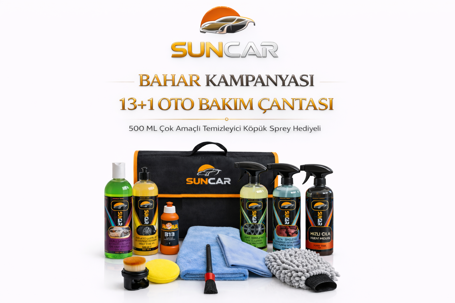 SUNCAR 13+1 HEDİYE OTO TEMİZLİK BAHAR ÇANTASI