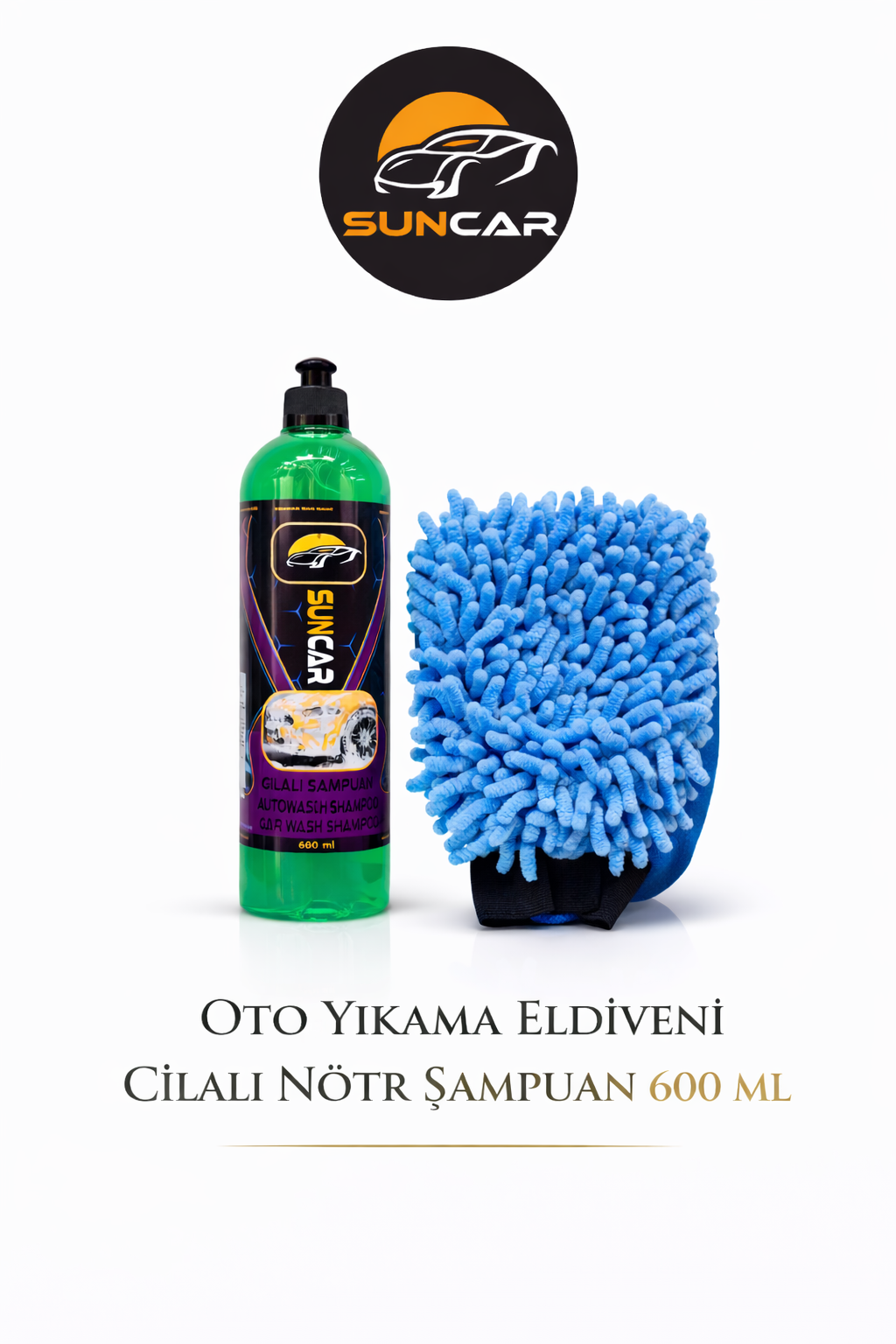 SUNCAR YIKAMA ELDİVENİ + 600 ML CİLALI NÖTR ŞAMPUAN SET
