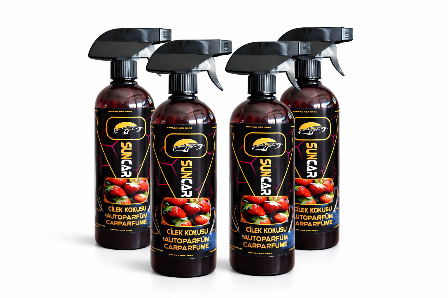 SUNCAR OTO PARFÜM ÇİLEK KOKUSU SPREY 600 ML 4LÜ SET