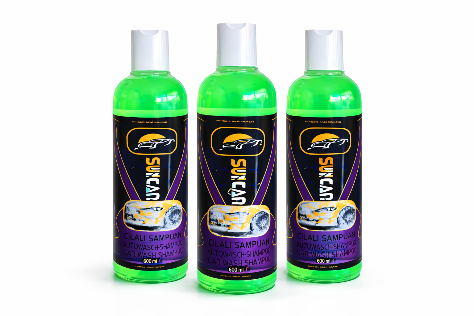 SUNCAR OTO CİLALI NÖTR ŞAMPUAN 600 ML 3LÜ SET