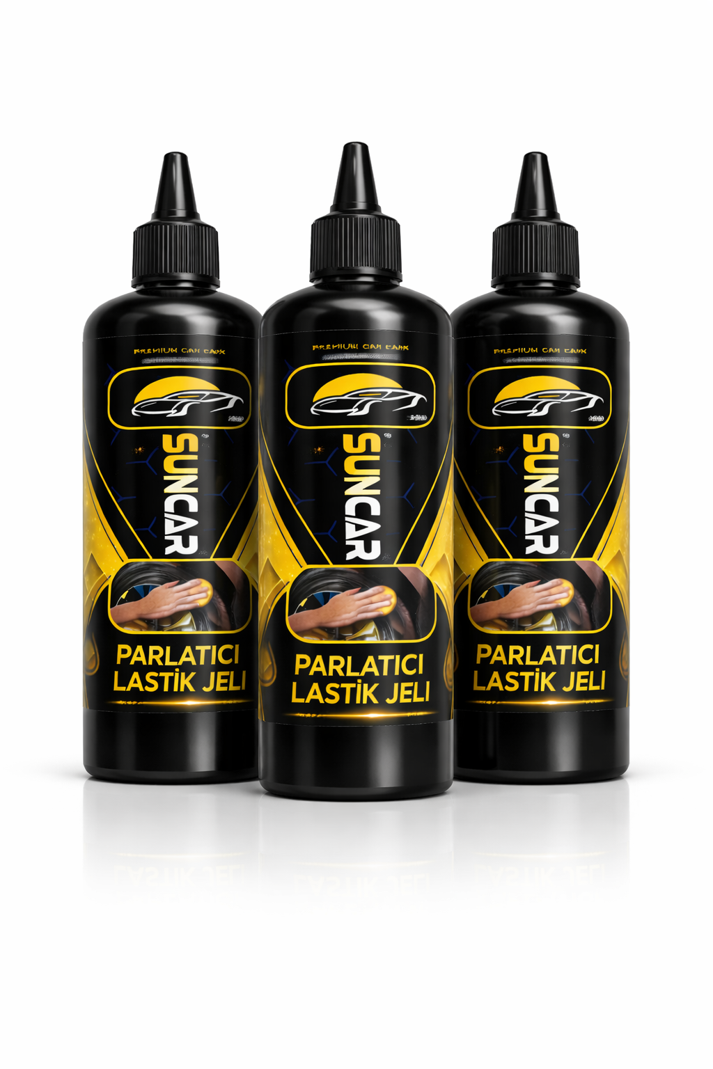 SUNCAR LASTİK PARLATICI JEL VIP 600 ML 3LÜ SET