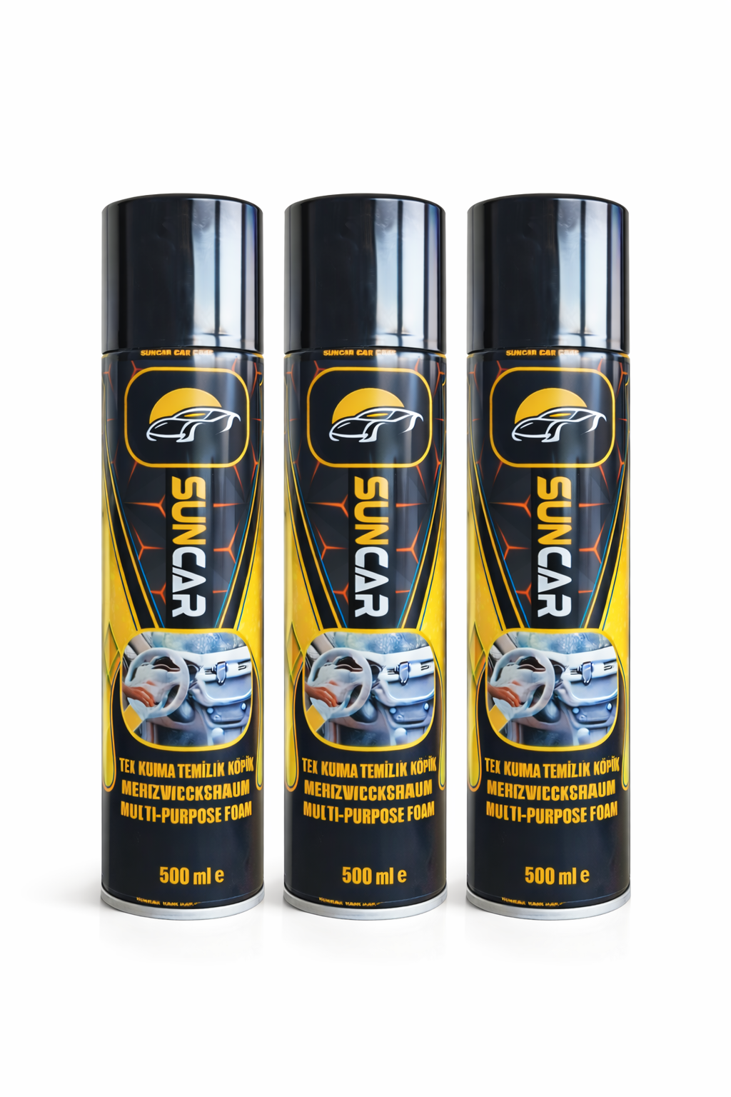 SUNCAR OTO KUMAŞ TEMİZLİK KÖPÜĞÜ 500 ML 3 ADET
